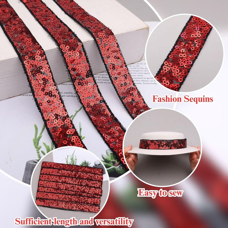 DHFLYDH Red Sequin Trim Sequin Ribbon 7.5 Yards Flat Glitter Trim for Sewing, Costumes, Wedding Decor, Fashion Crafting - Image 3